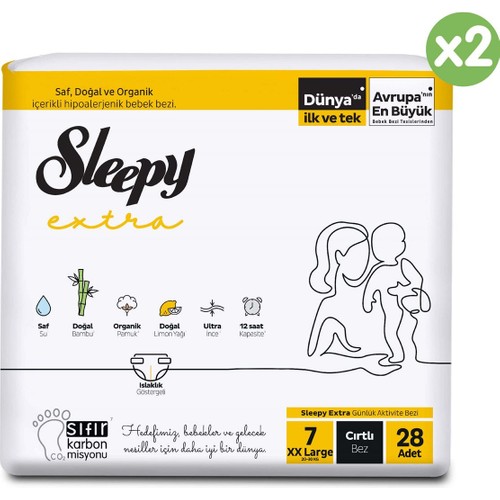 Sleepy Extra Günlük Aktivite Süper Paket Bebek Bezi 7 Numara Xxlarge 56 Adet