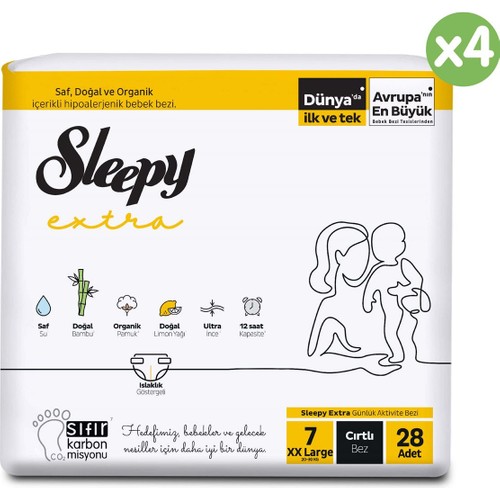 Sleepy Extra Avantajlı Bebek Bezi 7 Numara XX Large 56 lı x 2 Adet