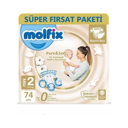 Molfix Pure&soft Bebek Bezi Mini 2 Beden 3-6 kg 74’lü