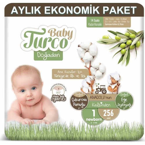 Baby Turco Bebek Bezi Aylık Paket 1 Numara 2-5 kg 256’lı