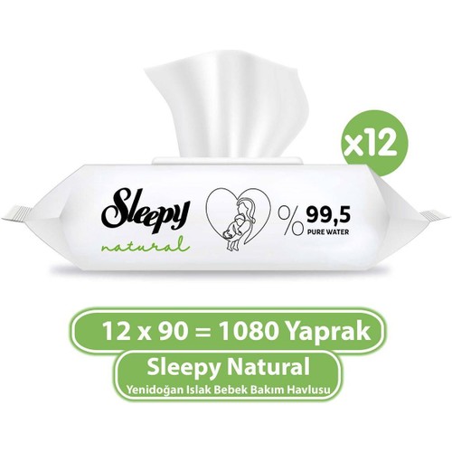 Sleepy Natural Yenidoğan Islak Bebek Bakım Havlusu 12X90 (1080 Yaprak)