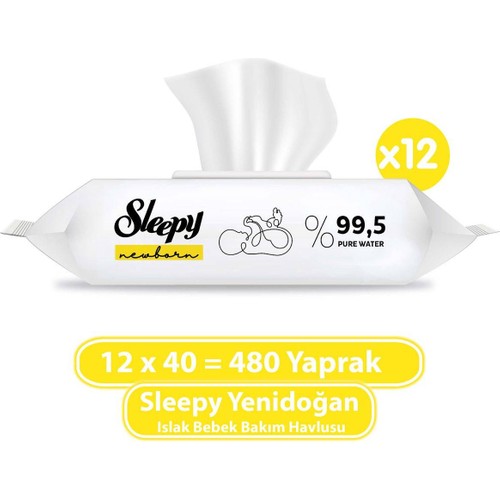 Sleepy Yenidoğan Islak Bebek Havlusu 12X40 (480 Yaprak)