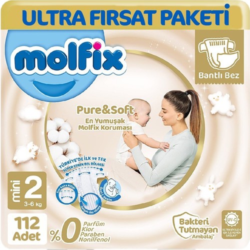 Molfix Pure Soft Ultra Avantaj Bebek Bezi 2 Beden 112 Adet