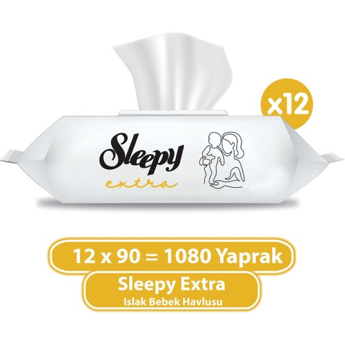 Sleepy Extra Islak Bebek Havlusu 12X90 (1080 Yaprak)