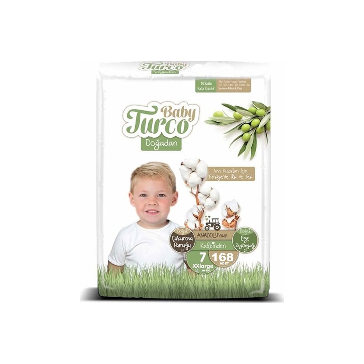 Baby Turco Bebek Bebek Bezi 2 Aylık Paket 7 Numara 20-30 kg 168 Adet