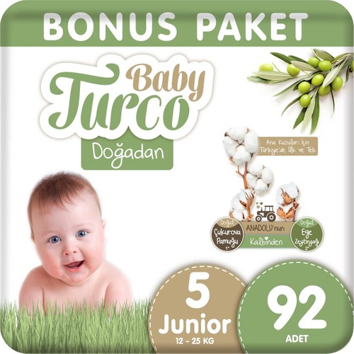 Baby Turco Doğadan Bonus Bebek Bezi 5 Numara Junior 92 Adet