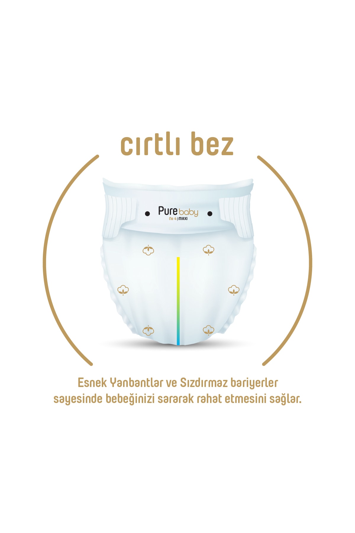 Pure Baby Organik Pamuklu Cırtlı Bez Ekonomik Paket 4 Numara Maxi 100 Adet