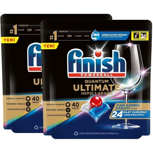 Finish Quantum Ultimate 80 Kapsül (40X2) Bulaşık Makinesi Deterjanı Tableti