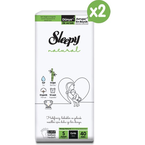 Sleepy Natural Süper Paket Bebek Bezi 5 Numara Junior 80 Adet