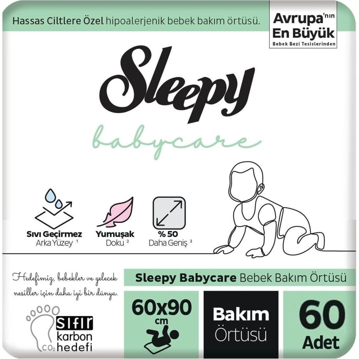 Sleepy Babycare Bebek Bakım Örtüsü 10’lu x 6 Adet