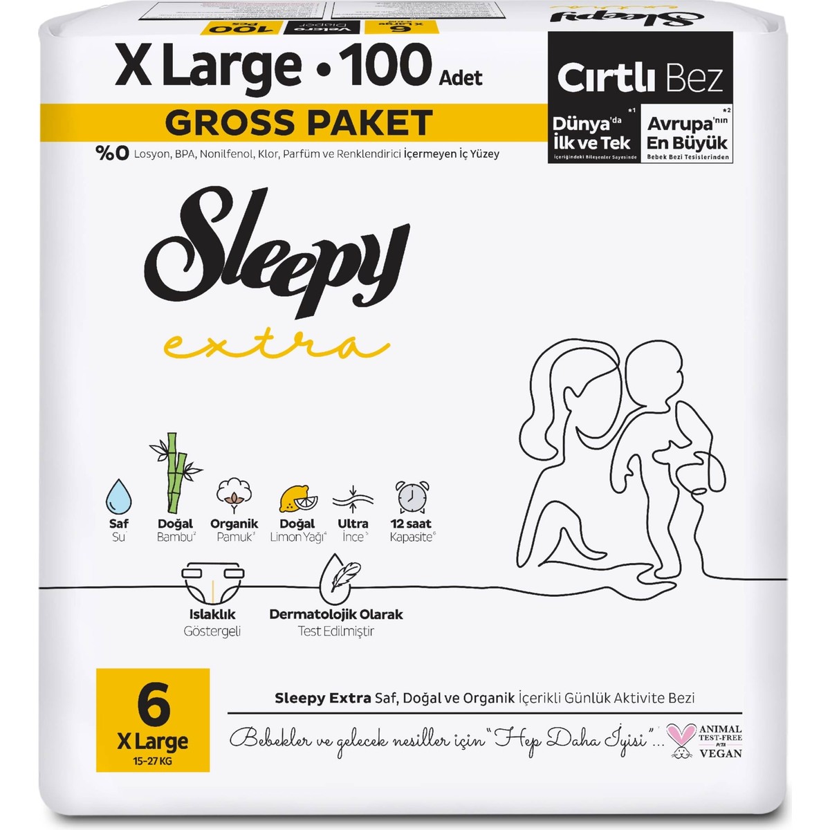 Sleepy Extra Günlük Aktivite Gross Paket Bebek Bezi 6 Numara Xlarge 100 Adet
