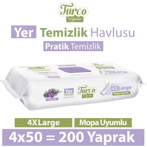 Baby Turco Turco Doğadan Yer Temizlik Havlusu Lavanta 4X50(200 Yaprak)