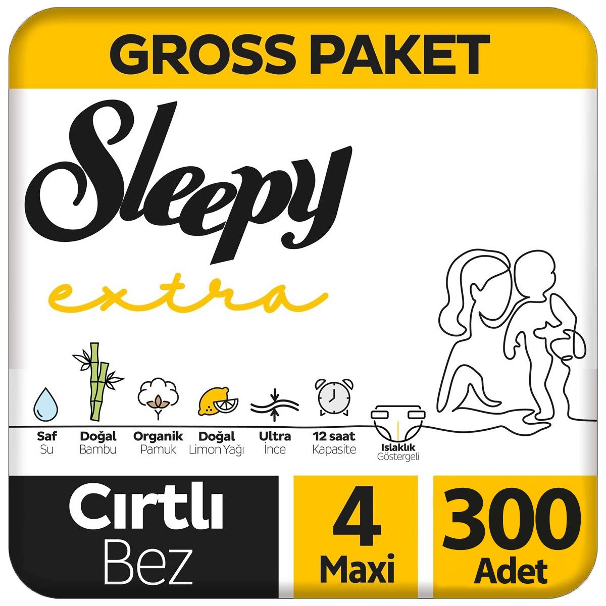 Sleepy Extra Bebek Bezi Gross Paket 4 Beden 100X3 300 Adet