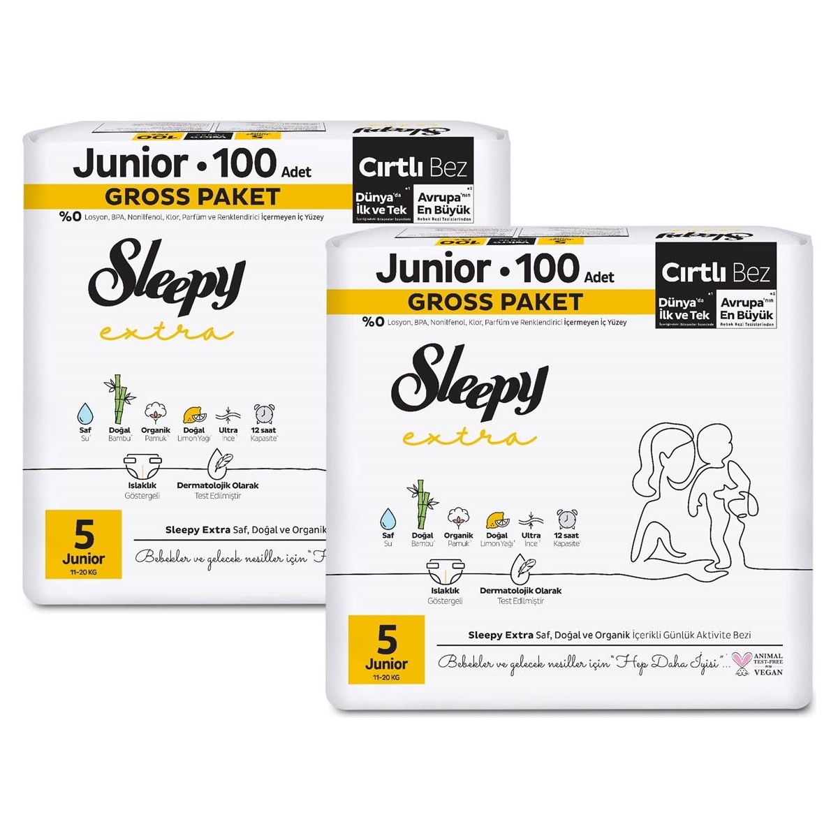 Sleepy Extra Günlük Aktivite Gross Paket Bebek Bezi 5 Numara Junior 200 Adet