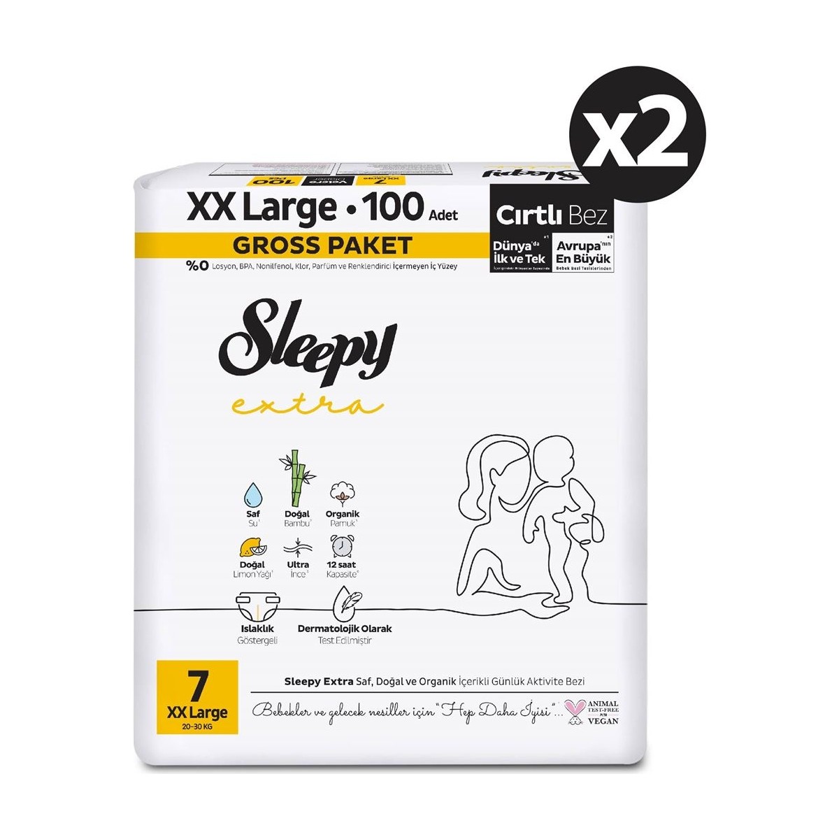 Sleepy Extra Günlük Aktivite Gross Paket Bebek Bezi 7 Numara Xxlarge 200 Adet