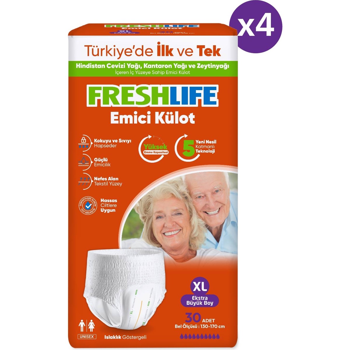 Freshlife Xlarge Emici Külot 30’Lu 4 Paket (120 Adet)