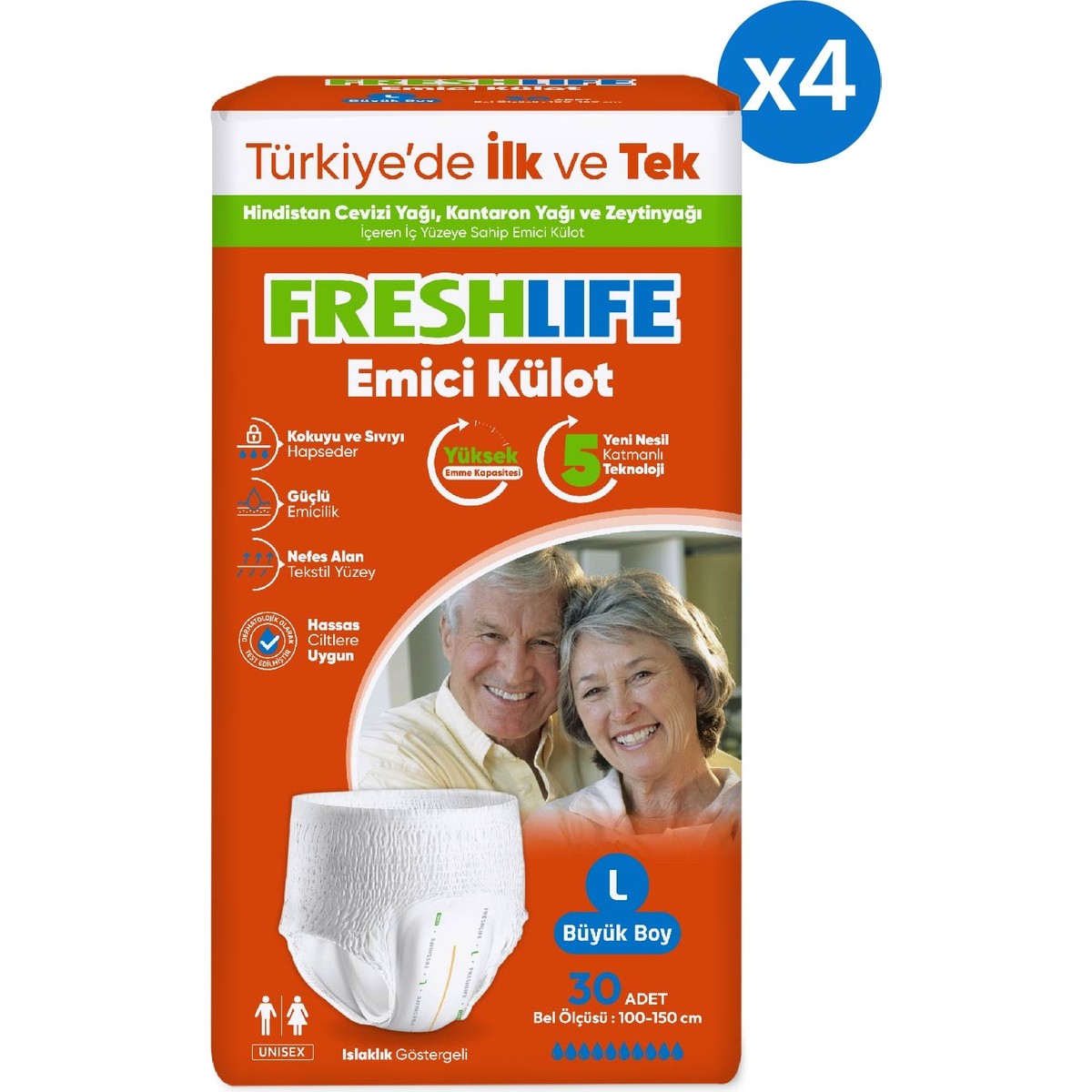 Freshlife Large Emici Külot 30’lu Paket x 4 Adet
