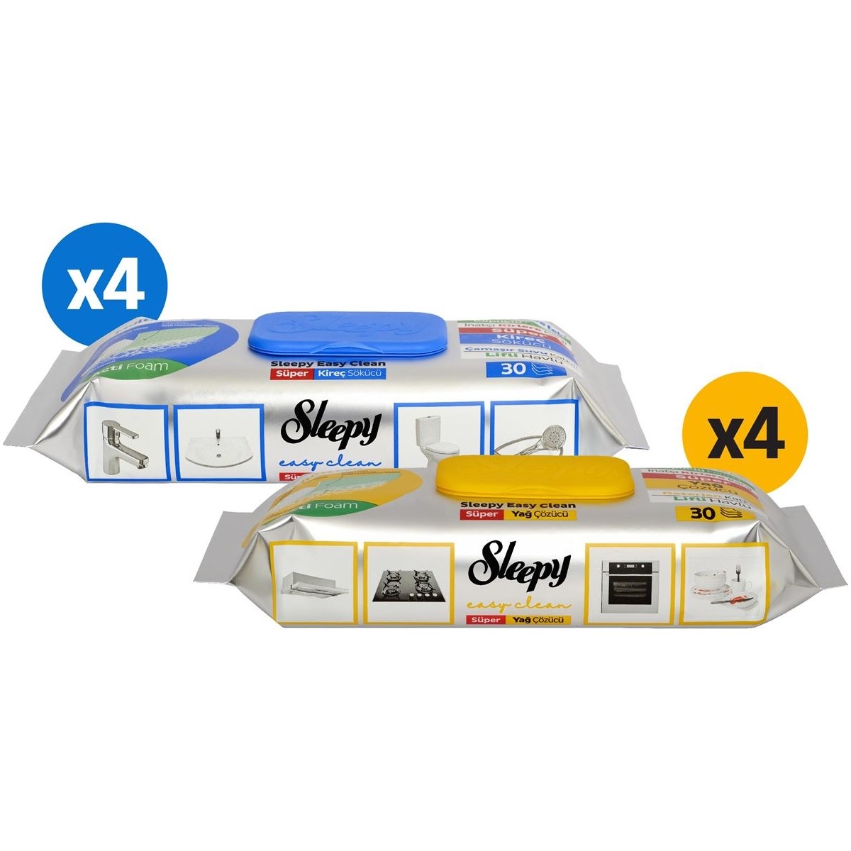 Sleepy Easy Clean Süper Yağ Çözücü&Kireç Sökücü Havlu Karma Paket 8x30 (240 Yaprak)