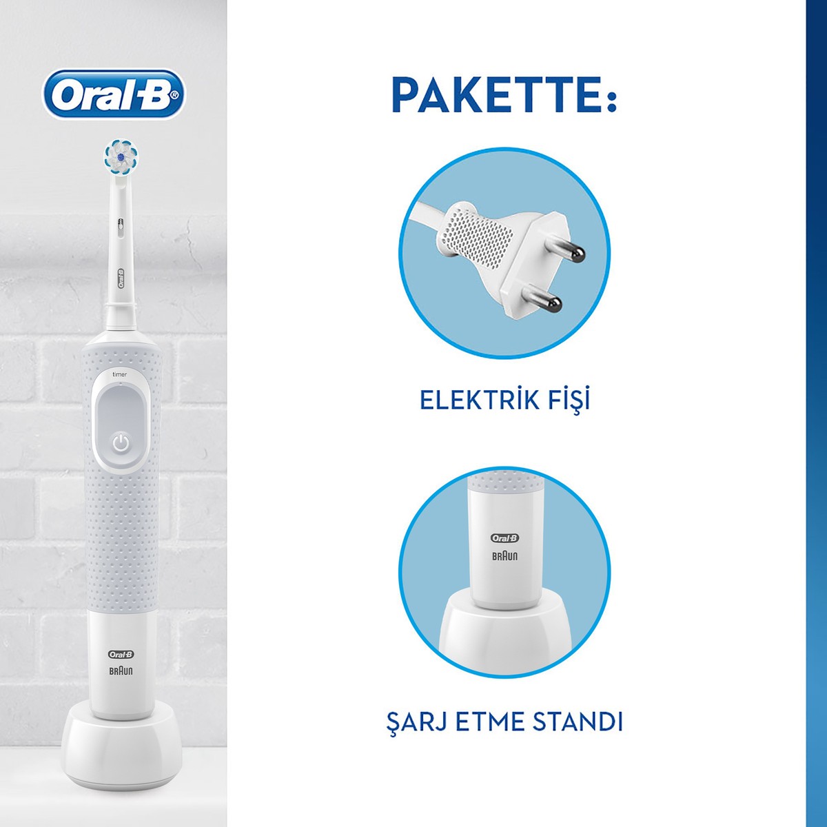 Oral-B D100 Vitality Sensi Ultra Thin Şarjlı Diş Fırçası - Beyaz