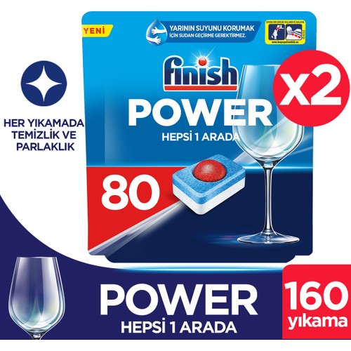 Finish Hepsi Bir Arada Bulaşık Makinesi Deterjanı Tableti 160(80x2) Yıkama