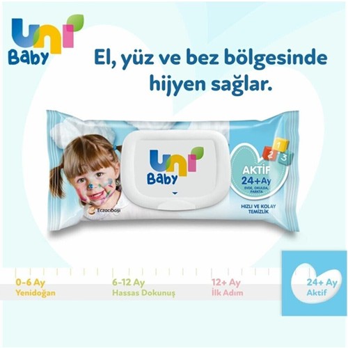 Uni Baby Aktif Islak Mendil 24’lü x 90 Adet 2160 Yaprak