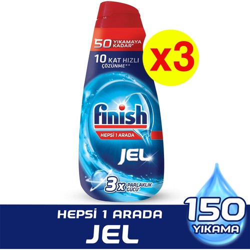 Finish Hepsi Bir Arada Konsantre Jel 3x1000 ml Bulaşık Makinesi Deterjanı