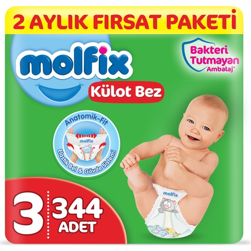 Molfix Külot Bez 3 Beden Midi 2 Aylık Fırsat Paketi 344 adet