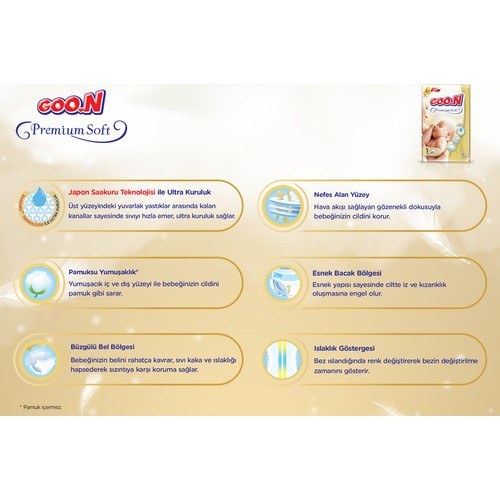 Goon Premium Soft Bebek Bezi 3 Beden Aylık Ekonomik Paket 160 Adet