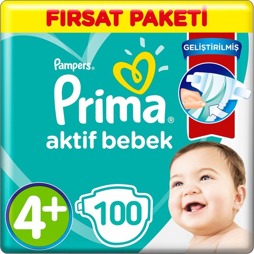Prima 4+ Beden Bebek Bezi Fırsat Paketi 10-15 Kg (2*50) 100 Prima 4+ Beden Bebek Bezi Fırsat Paketi 10-15 Kg (2*50) 100