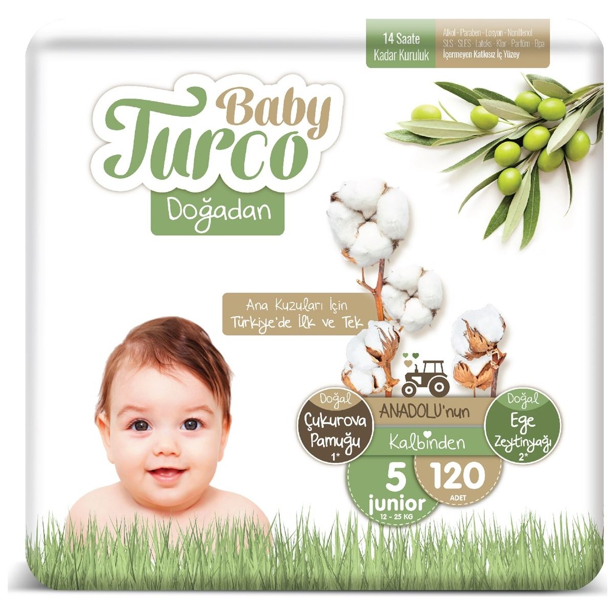 Baby Turco Doğadan Bebek Bezi 5 Numara Junior 120’li