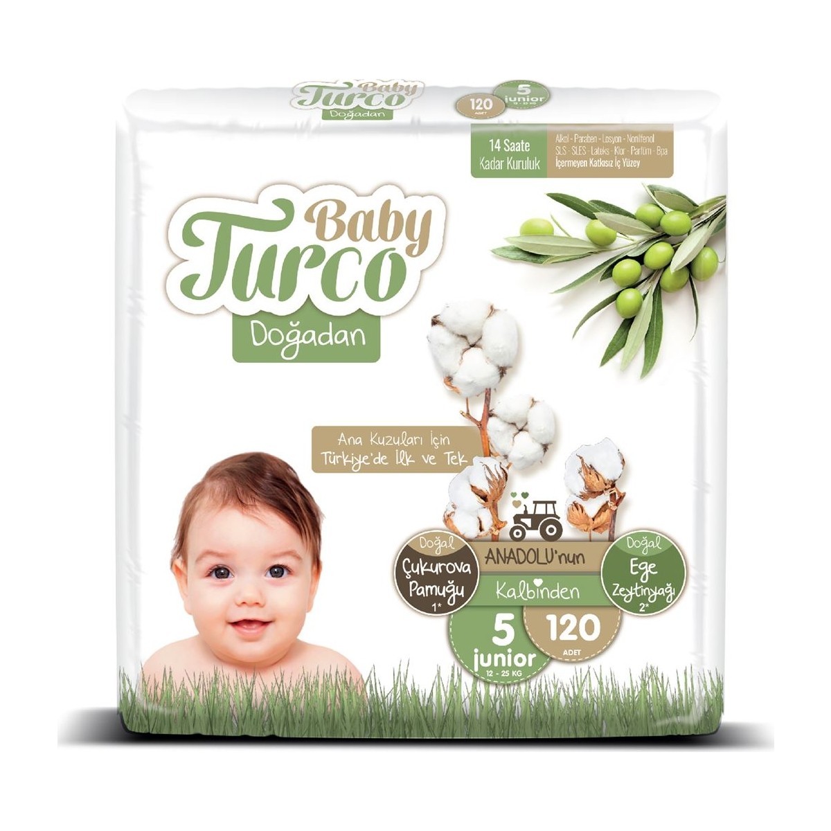 Baby Turco Doğadan Bebek Bezi 5 Numara Junior 120’li