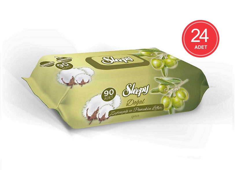 Sleepy Islak Havlu Zeytinyağlı ve Pamuksu Lifler 90’lı 24 Paket