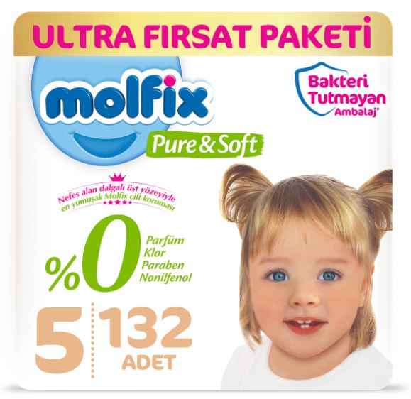 Molfix Pure&Soft Bebek Bezi 5 Beden Ultra Fırsat Paketi 66x2 Adet