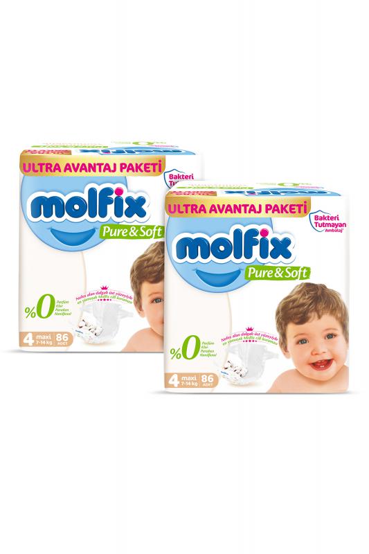 Molfix Pure&Soft Bebek Bezi 4 Beden Ultra Fırsat Paketi 86x2 Adet