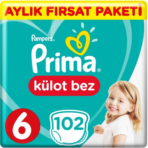 Prima Pants Külot Bebek Bezi 6 Beden Ekstra Large Aylık Fırsat Paketi 102 Adet