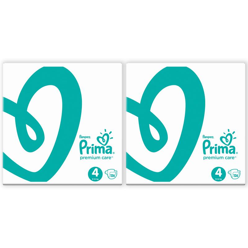 Prima Bebek Bezi Premium Care Aylık Paket Maxi 4 Beden 126’lı X 2