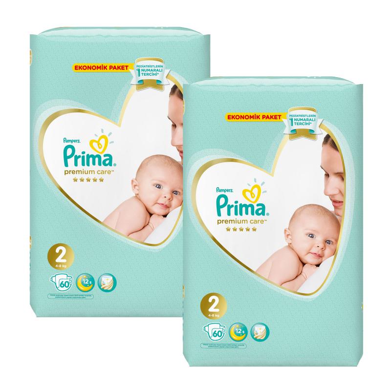 Prima Bebek Bezi Premium Care 2 Beden 2 x 60 Jumbo Paket 120 Adet