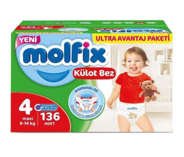Molfix Külot Bebek Bezi 4 No 9-14 Kg 136’lı Ultra Avantaj Paketi