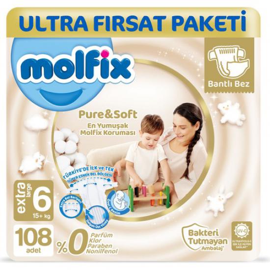 Molfix Pure&soft 6 Beden E.large Ultra Fırsat Paketi 108 Adet