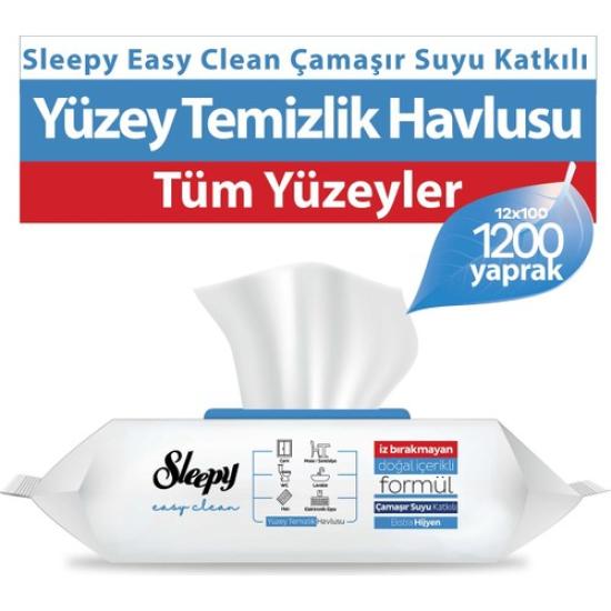 Sleepy Easy Clean Çamaşır Suyu Katkılı Yüzey Temizlik Havlusu 12X100 (1200 Yaprak)