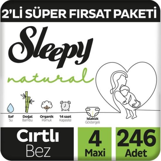 Sleepy Natural 2’li Süper Fırsat Paketi Bebek Bezi 4 Numara Maxi 246 Adet