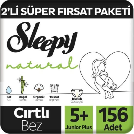 Sleepy Natural 2’li Süper Fırsat Paketi Bebek Bezi 5+ Numara Junior Plus 156 Adet