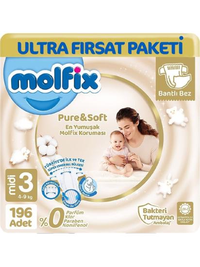 Molfix Pure&Soft Bebek Bezi 3 Beden Ultra Fırsat Paketi 98x2 Adet