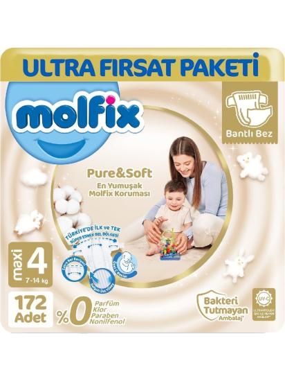 Molfix Pure&Soft Bebek Bezi 4 Beden Ultra Fırsat Paketi 86x2 Adet