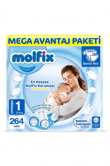 Molfix Bebek Bezi 1 Beden Yenidoğan Mega Avantaj Paketi 264 Adet