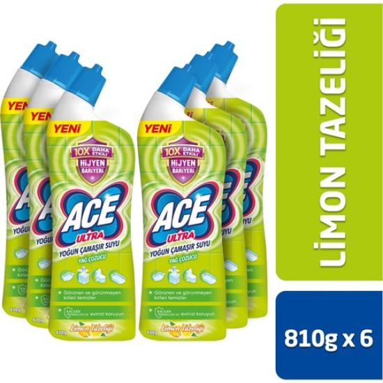 Ace Ultra Yoğun Kıvamlı Çamaşır Suyu Limon Tazeliği 810G X6