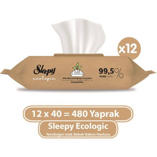 Sleepy Ecologic Yenidoğan Islak Bebek Bakım Havlusu 12x40 (480 Yaprak)