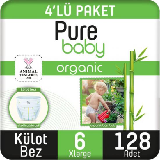 Pure Baby Organik Bambu Özlü Külot Bez 4’lü Paket 6 Numara Xlarge 128 Adet