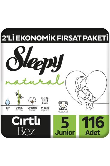 Sleepy Natural 2’li Ekonomik Fırsat Paketi Bebek Bezi 5 Numara Junior 116 Adet
