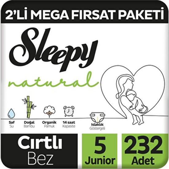 Sleepy Natural 2’li Mega Fırsat Paketi Bebek Bezi 5 Numara Junior 232 Adet
